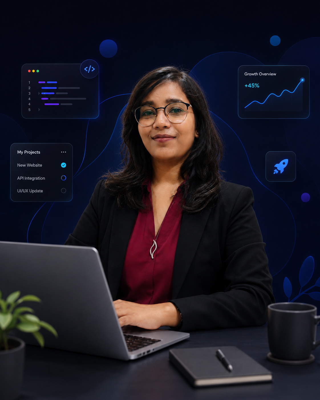 Neha Gupta working on developer learning guides